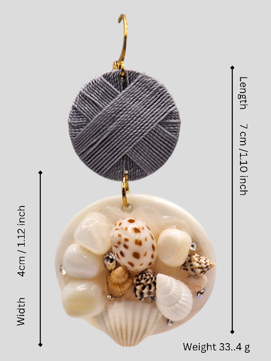 Boucles d'oreilles pendantes en fil de coquillages marins
