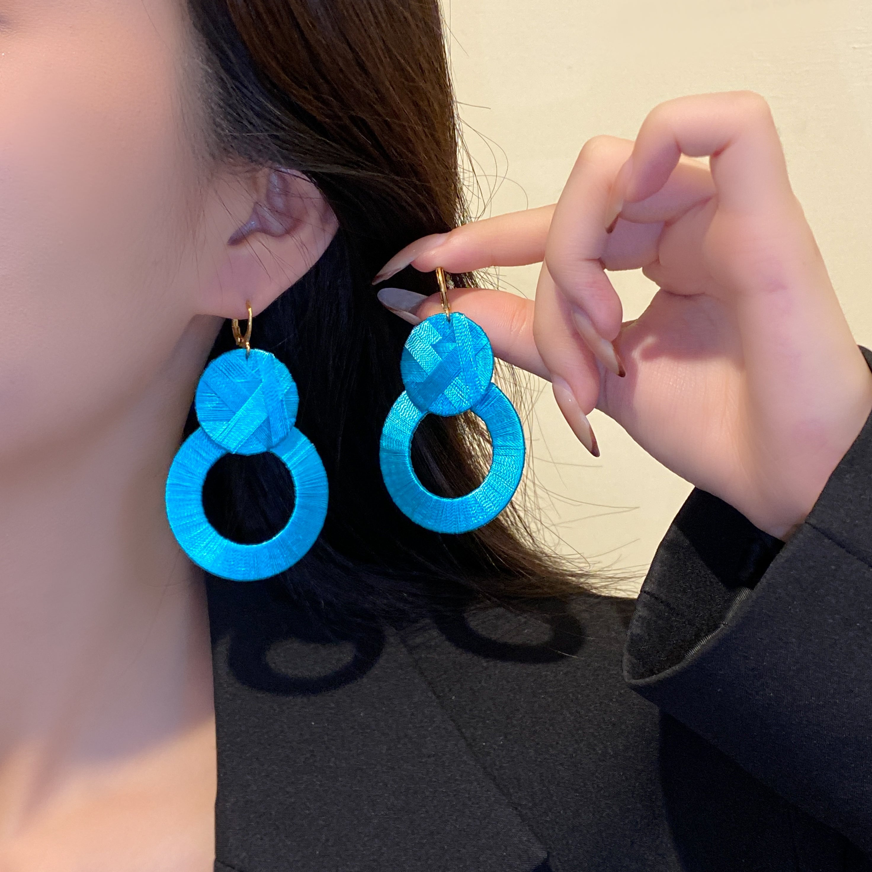 double circle thread Hoop earrings