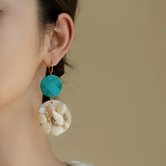 Ocean sea shell thread Drop Earrings