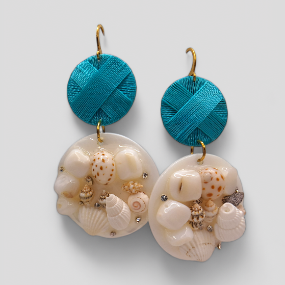 Ocean sea shell thread Drop Earrings