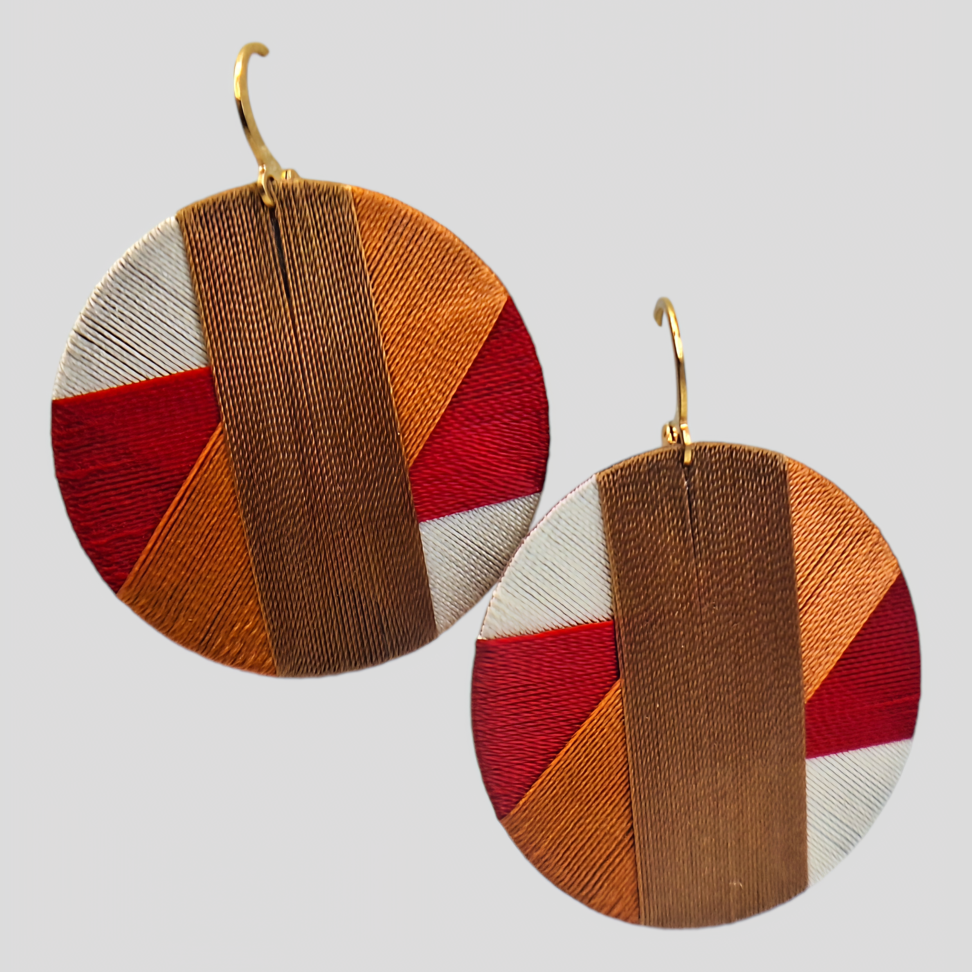 Hoop circle Thread drop earrings