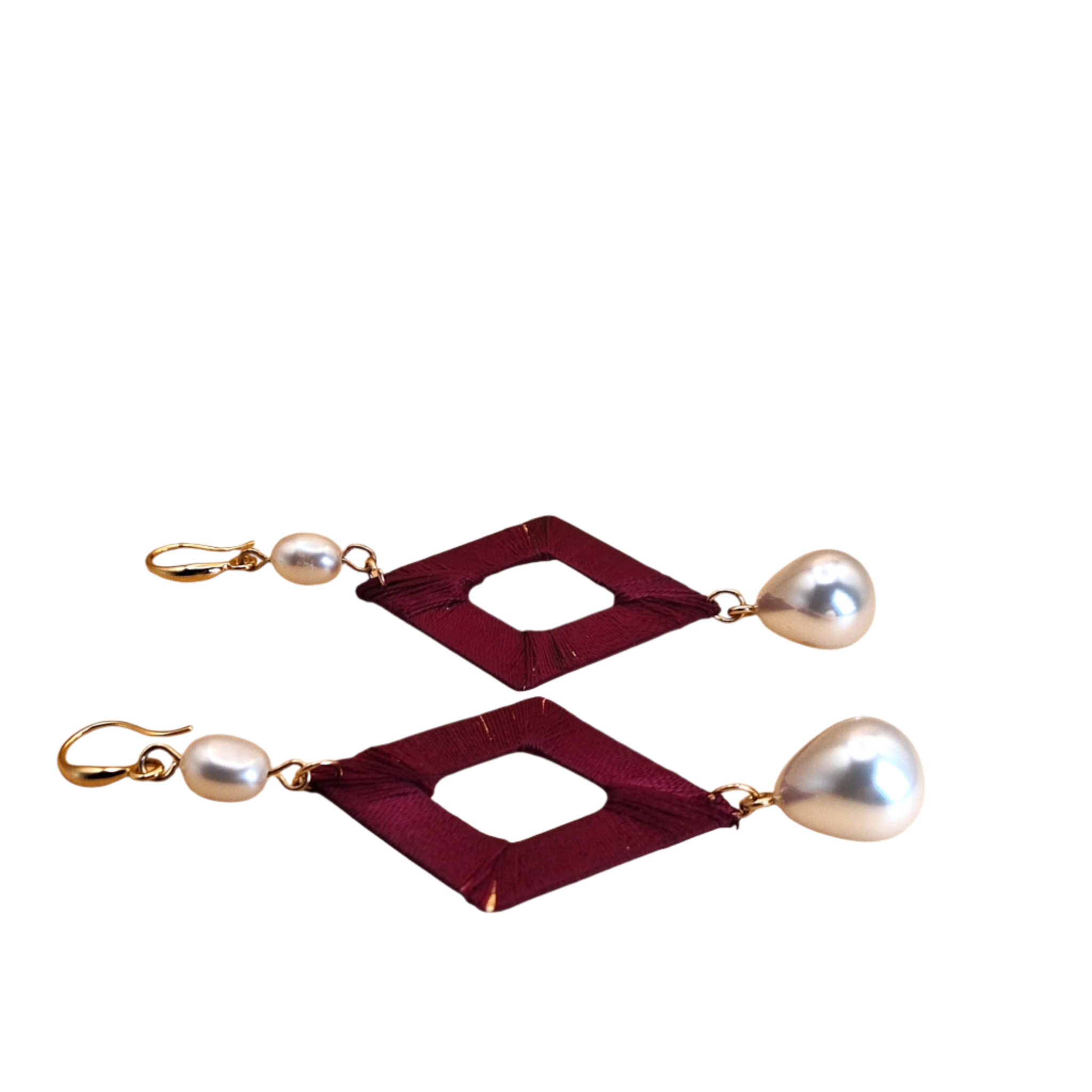 Pearl drop thread earrings
