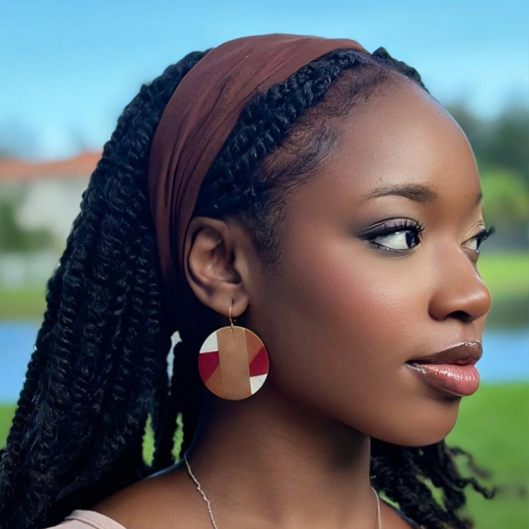 Hoop circle Thread drop earrings